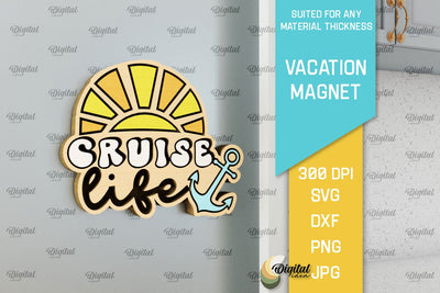 Vacation Wooden Magnet Laser Cut. Fridge Summer Magnet SVG SVG Evgenyia Guschina 