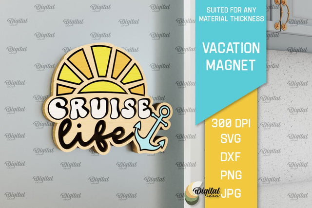 Vacation Wooden Magnet Laser Cut. Fridge Summer Magnet SVG SVG Evgenyia Guschina 