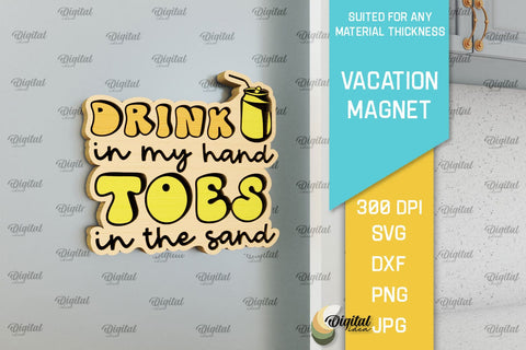 Vacation Wooden Magnet Laser Cut. Fridge Summer Magnet SVG SVG Evgenyia Guschina 