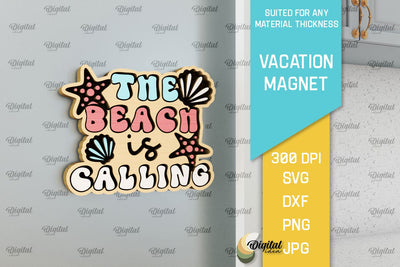 Vacation Wooden Magnet Laser Cut. Fridge Summer Magnet SVG SVG Evgenyia Guschina 