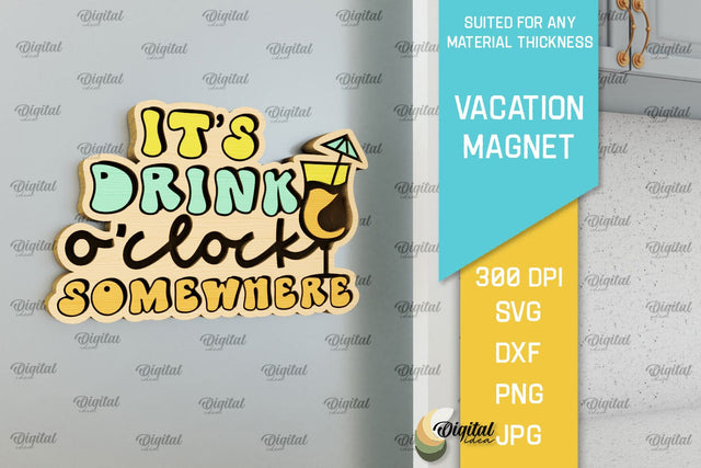 Vacation Wooden Magnet Laser Cut. Fridge Summer Magnet SVG SVG Evgenyia Guschina 