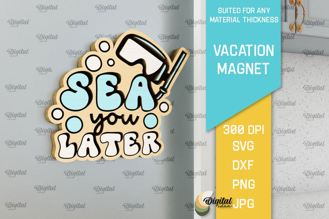 Vacation Wooden Magnet Laser Cut. Fridge Summer Magnet SVG SVG Evgenyia Guschina 