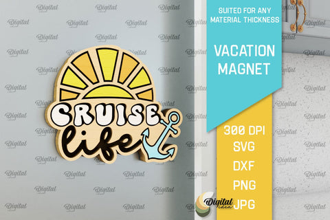 Vacation Wooden Magnets Laser Cut Bundle. Fridge Summer Magnets SVG SVG Evgenyia Guschina 