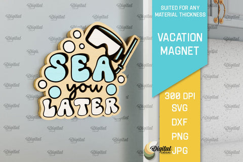Vacation Wooden Magnets Laser Cut Bundle. Fridge Summer Magnets SVG SVG Evgenyia Guschina 