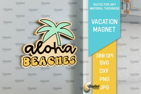Vacation Wooden Magnets Laser Cut Bundle. Fridge Summer Magnets SVG SVG Evgenyia Guschina 