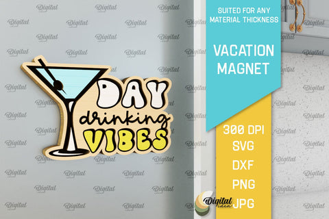 Vacation Wooden Magnets Laser Cut Bundle. Fridge Summer Magnets SVG SVG Evgenyia Guschina 