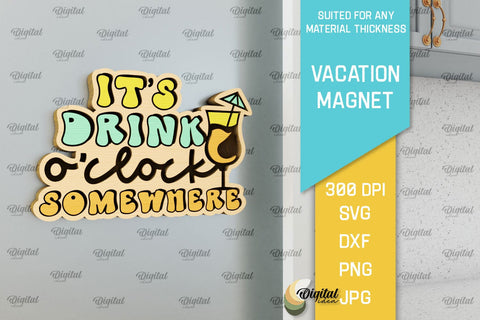 Vacation Wooden Magnets Laser Cut Bundle. Fridge Summer Magnets SVG SVG Evgenyia Guschina 