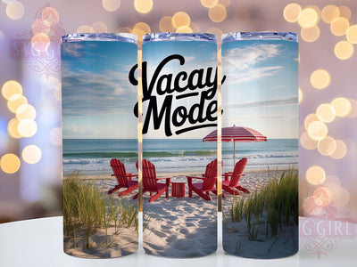 Vacay Beach Escape 20oz Tumbler, Serene Beach Wrap, Relaxation Sublimation, 20oz Skinny Tumbler, Summer Vacation PNG, Beach Escape Art, Coastal Relaxation Design, Peaceful Ocean Graphic Sublimation SvggirlplusArt 