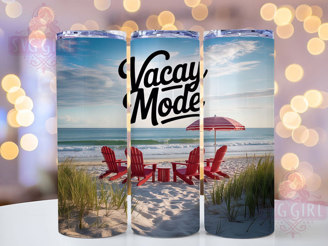 Vacay Beach Escape 20oz Tumbler, Serene Beach Wrap, Relaxation Sublimation, 20oz Skinny Tumbler, Summer Vacation PNG, Beach Escape Art, Coastal Relaxation Design, Peaceful Ocean Graphic Sublimation SvggirlplusArt 