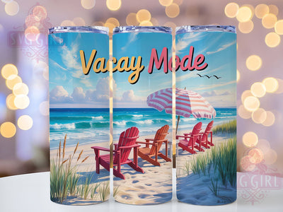 Vacay Beach Escape 20oz Tumbler, Serene Beach Wrap, Relaxation Sublimation, 20oz Skinny Tumbler, Summer Vacation PNG, Beach Escape Art, Coastal Relaxation Design, Peaceful Ocean Graphic Sublimation SvggirlplusArt 