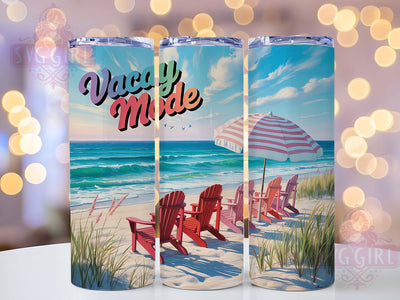 Vacay Beach Escape 20oz Tumbler, Serene Beach Wrap, Relaxation Sublimation, 20oz Skinny Tumbler, Summer Vacation PNG, Beach Escape Art, Coastal Relaxation Design, Peaceful Ocean Graphic Sublimation SvggirlplusArt 