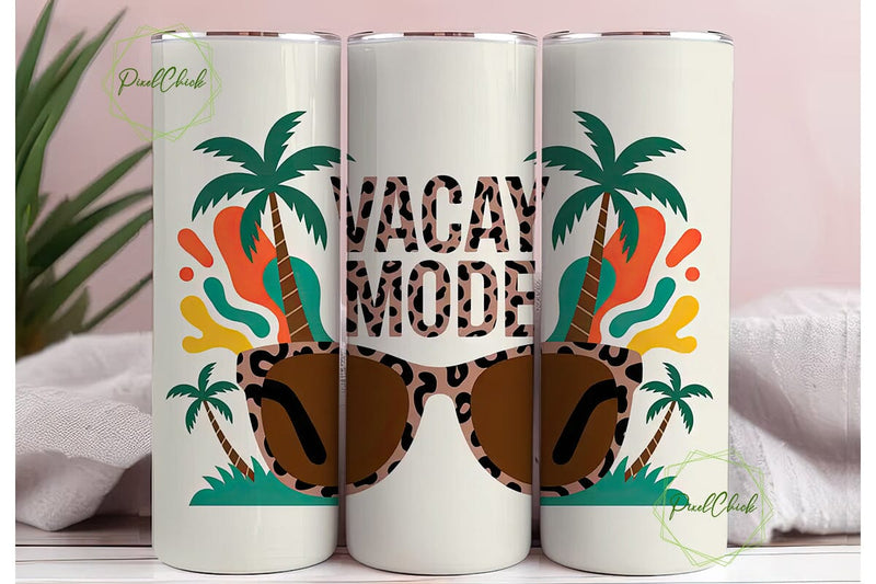 Vacay Mode Tropical Tumbler Wrap Sublimation PixelChick 