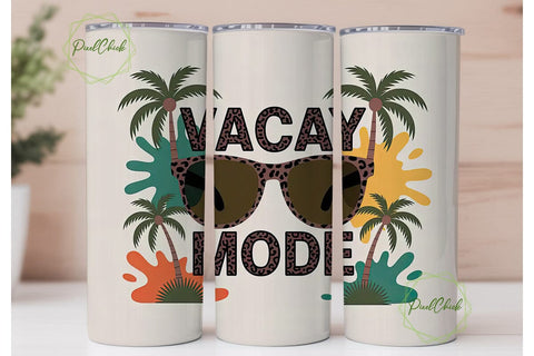Vacay Mode Tropical Tumbler Wrap Sublimation PixelChick 