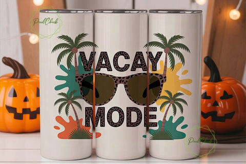 Vacay Mode Tropical Tumbler Wrap Sublimation PixelChick 