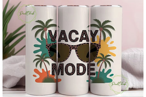 Vacay Mode Tropical Tumbler Wrap Sublimation PixelChick 