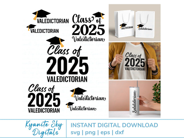 Valedictorian 2025 Graduation SVG bundle clipart graphics SVG Kyanite Sky Digitals 