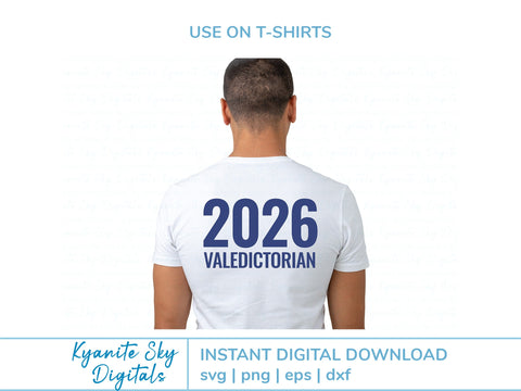 Valedictorian 2026 Graduation SVG vinyl cut files, PNG clipart SVG Kyanite Sky Digitals 