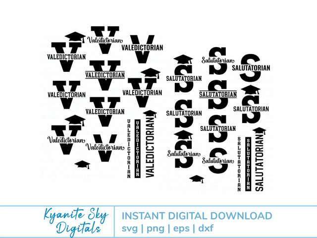 Valedictorian and Salutatorian SVG Bundle vol.3 graduation cut files clipart SVG Kyanite Sky Digitals 
