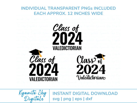 Valedictorian Graduation 2024 SVG bundle SVG Kyanite Sky Digitals 