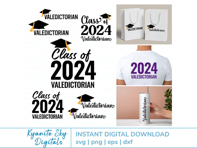 Valedictorian Graduation 2024 SVG bundle SVG Kyanite Sky Digitals 