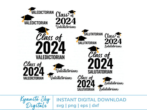 Valedictorian Salutatorian SVG bundle 2024 graduation SVG Kyanite Sky Digitals 