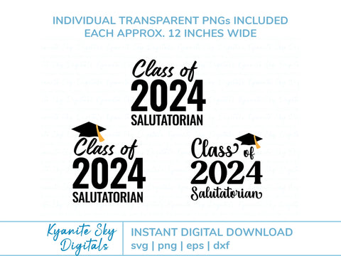 Valedictorian Salutatorian SVG bundle 2024 graduation SVG Kyanite Sky Digitals 