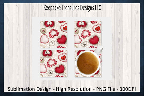 Valentin Puffy Heart 11oz Mug Wrap With Coasters, Valentine Sublimation PNG Design, Happy Valentine's Day Gift, Digital Download Sublimation Keepsake Treasures Designs LLC. 