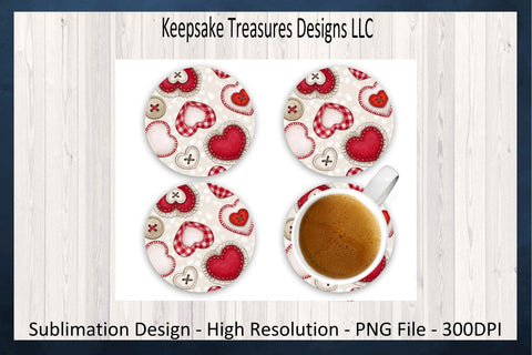 Valentin Puffy Heart 11oz Mug Wrap With Coasters, Valentine Sublimation PNG Design, Happy Valentine's Day Gift, Digital Download Sublimation Keepsake Treasures Designs LLC. 