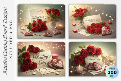 Valentine Aesthetic with Roses Hearts Cutting Board Sublimation Regulrcrative 