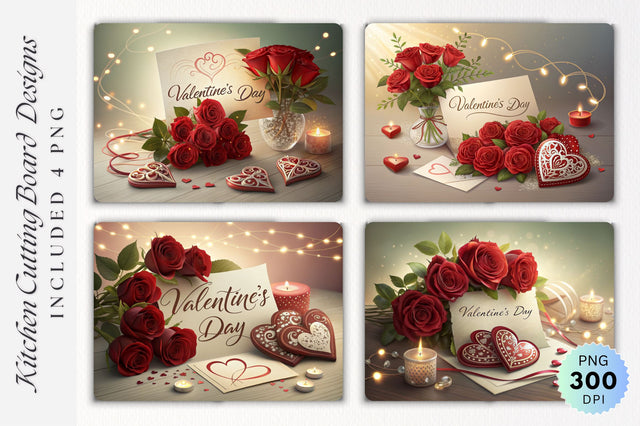 Valentine Aesthetic with Roses Hearts Cutting Board Sublimation Regulrcrative 