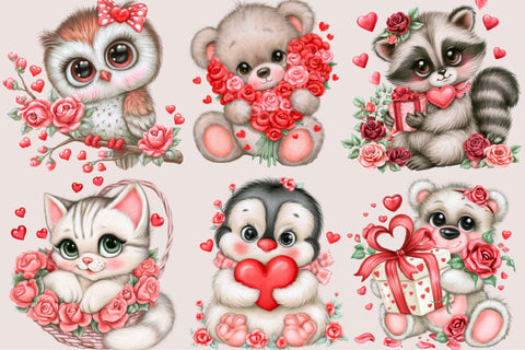 Valentine Animals Clipart Bundle Sublimation SVGArt 