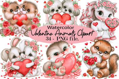 Valentine Animals Clipart Bundle Sublimation SVGArt 