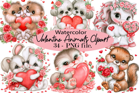 Valentine Animals Clipart Bundle Sublimation SVGArt 