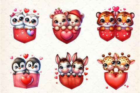 Valentine Animals Couple Pocket Shirt Sublimation designartist 