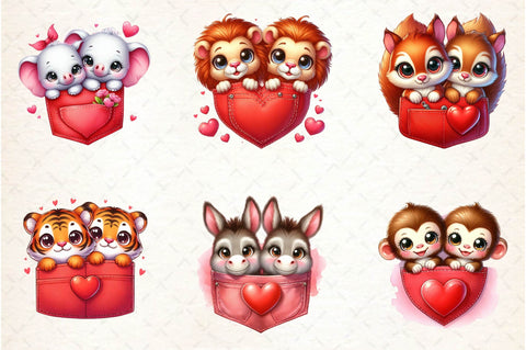 Valentine Animals Couple Pocket Shirt Sublimation designartist 