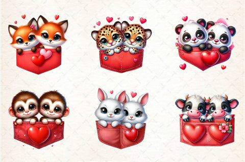 Valentine Animals Couple Pocket Shirt Sublimation designartist 