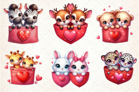 Valentine Animals Couple Pocket Shirt Sublimation designartist 