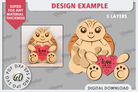 Valentine Animals with Heart Laser Cut Bundle. Cute Animals SVG Evgenyia Guschina 