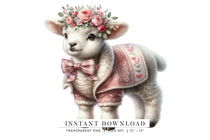 Valentine Baby Sheep Clipart Sublimation BijouBay 