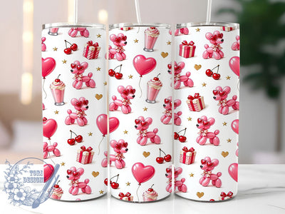 Valentine Balloon Dog 20oz Tumbler Wrap, Valentine Theme, Balloon Dog, Love Motif, Playful Style, Whimsical Charm, Skinny Tumbler, Sublimation PNG Sublimation ToriDesigns 