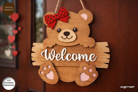 Valentine Bear Door Sign Laser Cut SVG SvgOcean 