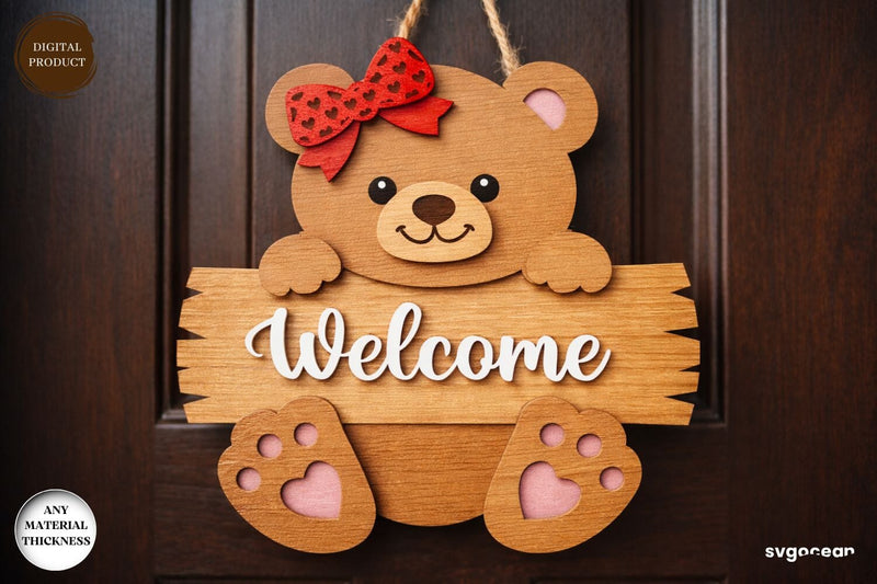 Valentine Bear Door Sign Laser Cut SVG SvgOcean 