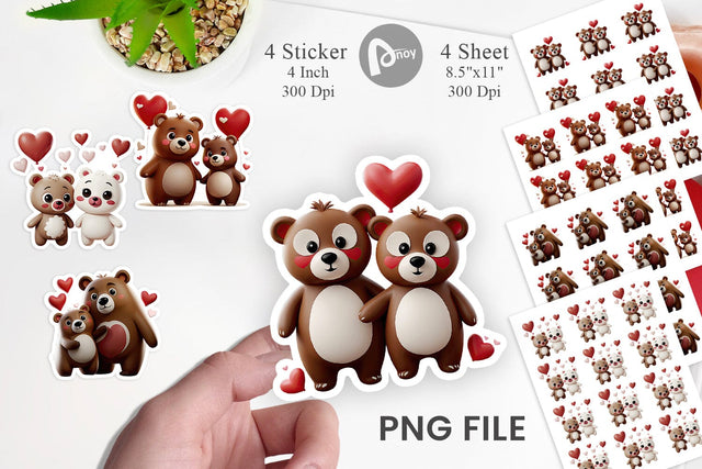 Valentine Bear Sticker Sublimation artnoy 