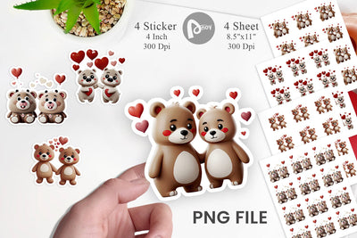 Valentine Bear Sticker Sublimation artnoy 