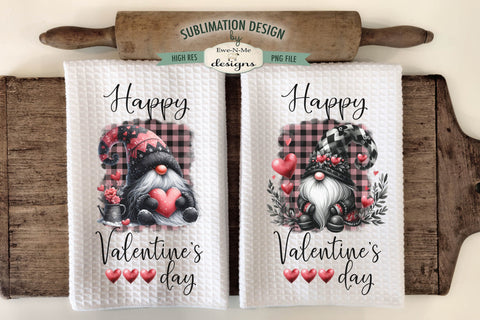 Valentine Black Gnome Kitchen Towel Sublimation Designs | Gnome Dish Towel Designs Sublimation Ewe-N-Me Designs 