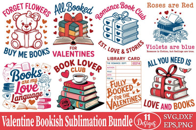 Valentine Bookish Hand-Drawn Svg Bundle SVG Angelina750 
