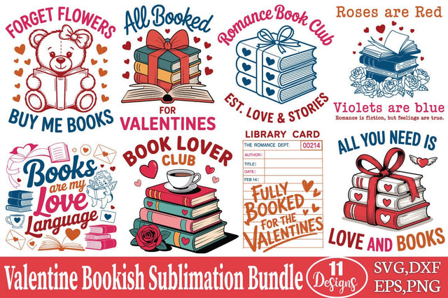 Valentine Bookish Hand-Drawn Svg Bundle SVG Angelina750 