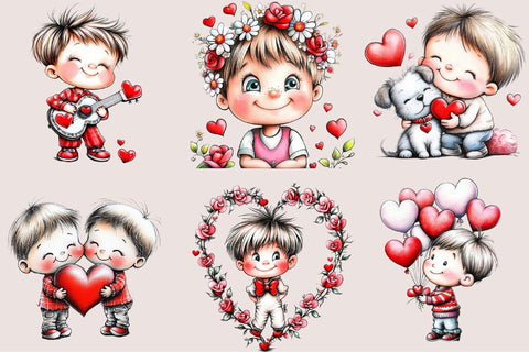 Valentine Boy Clipart PNG Bundle Sublimation SVGArt 
