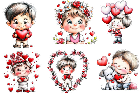 Valentine Boy Clipart PNG Bundle Sublimation SVGArt 