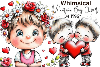 Valentine Boy Clipart PNG Bundle Sublimation SVGArt 